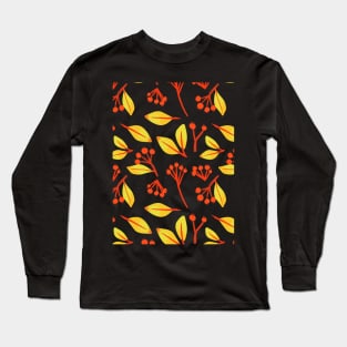 Autumn Beautiful Floral and Leaves pattern Long Sleeve T-Shirt